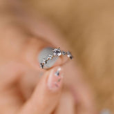 delicate vine lab diamond ring photographed in natural light, everyday stackable